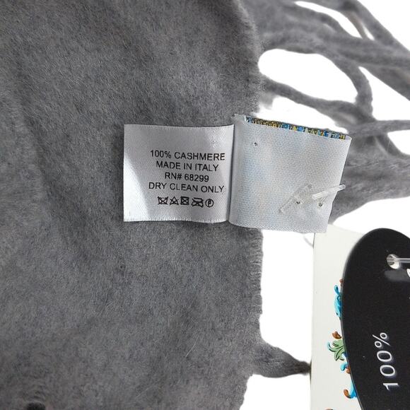 Portolano Gray Cashmere Fringe Scarf Made In Italy New - Picture 4 of 6